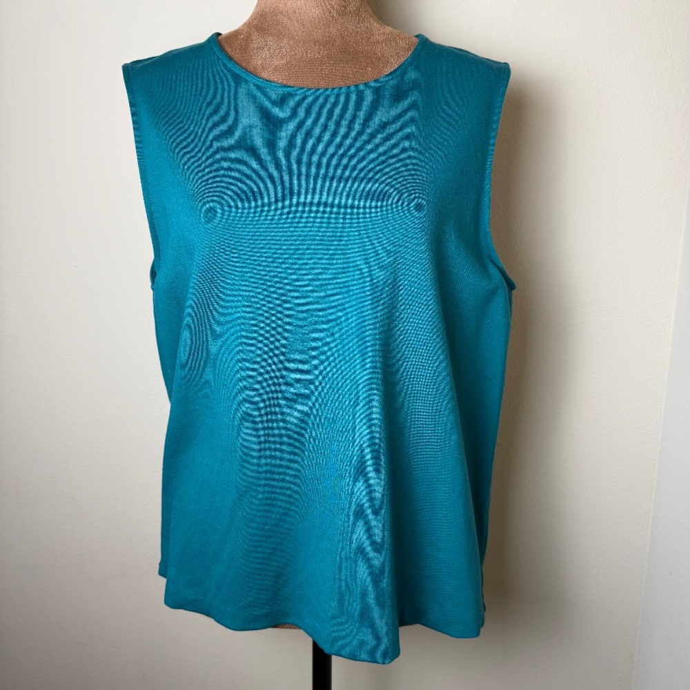 J.Crew Jeweled Button-Back Ponte Top Womens Large Green Tank Shirt Festive AE782